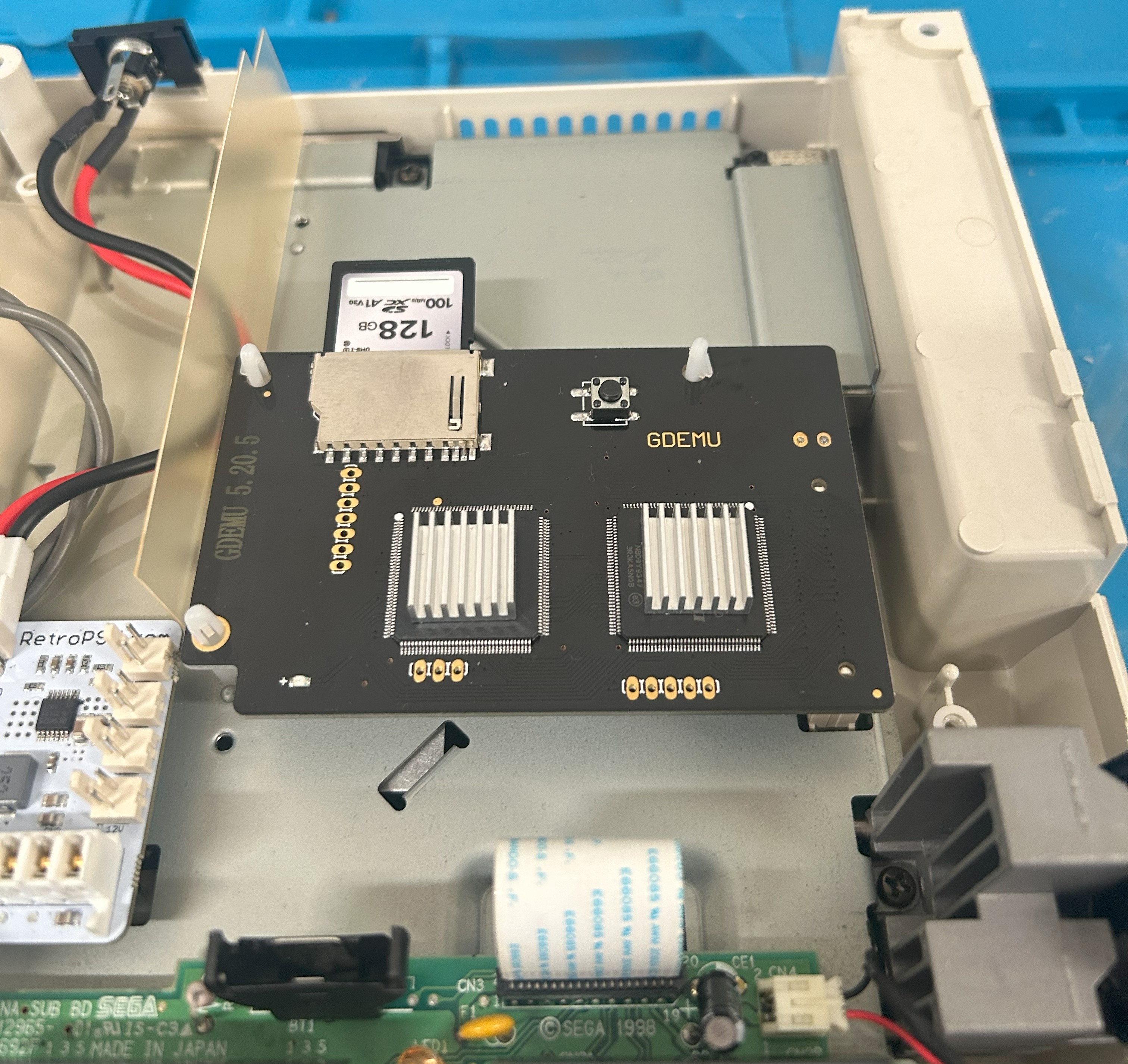 GDEMU installed with heatsinks on main chips