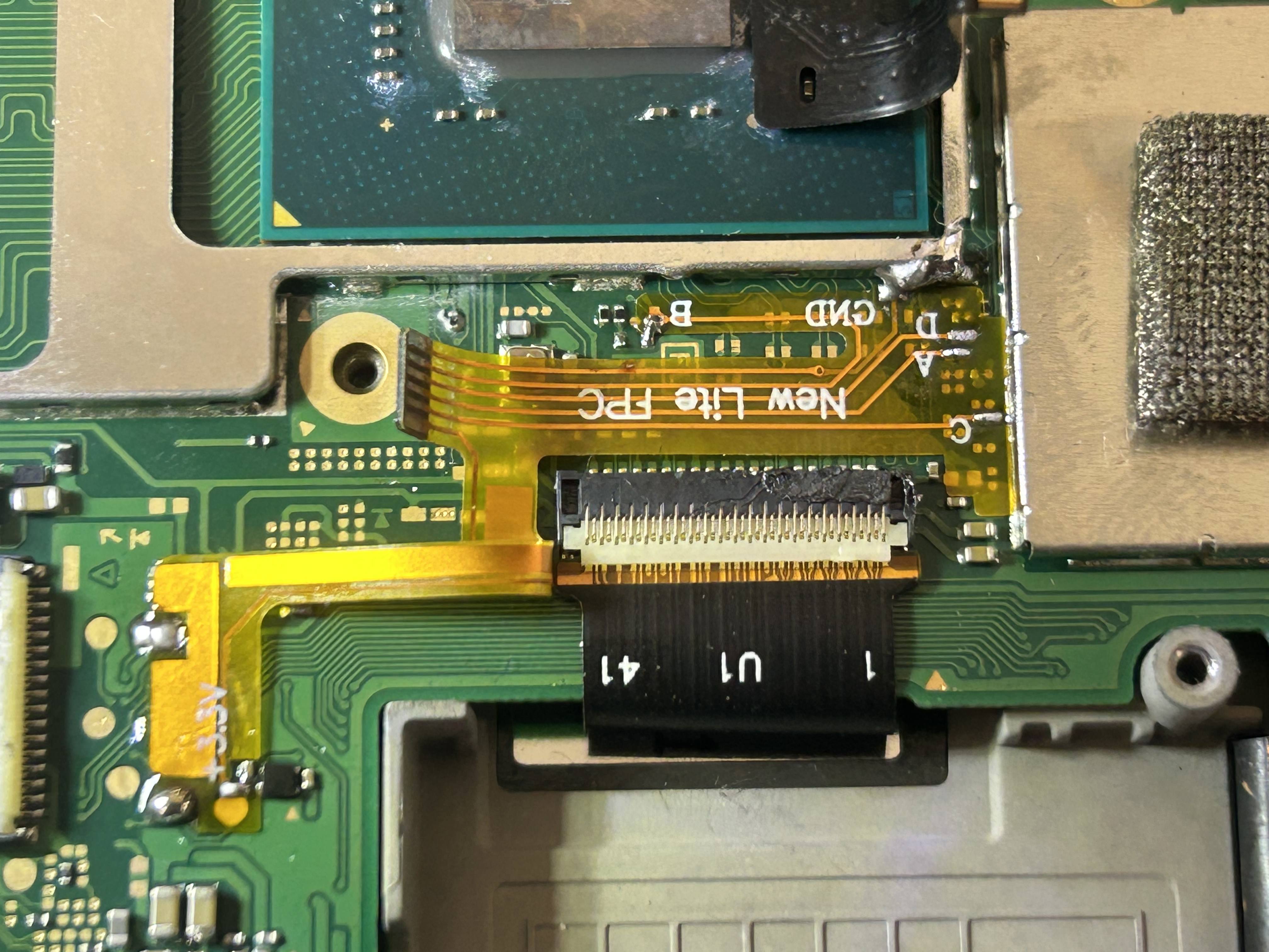 Solder points on Switch Lite board